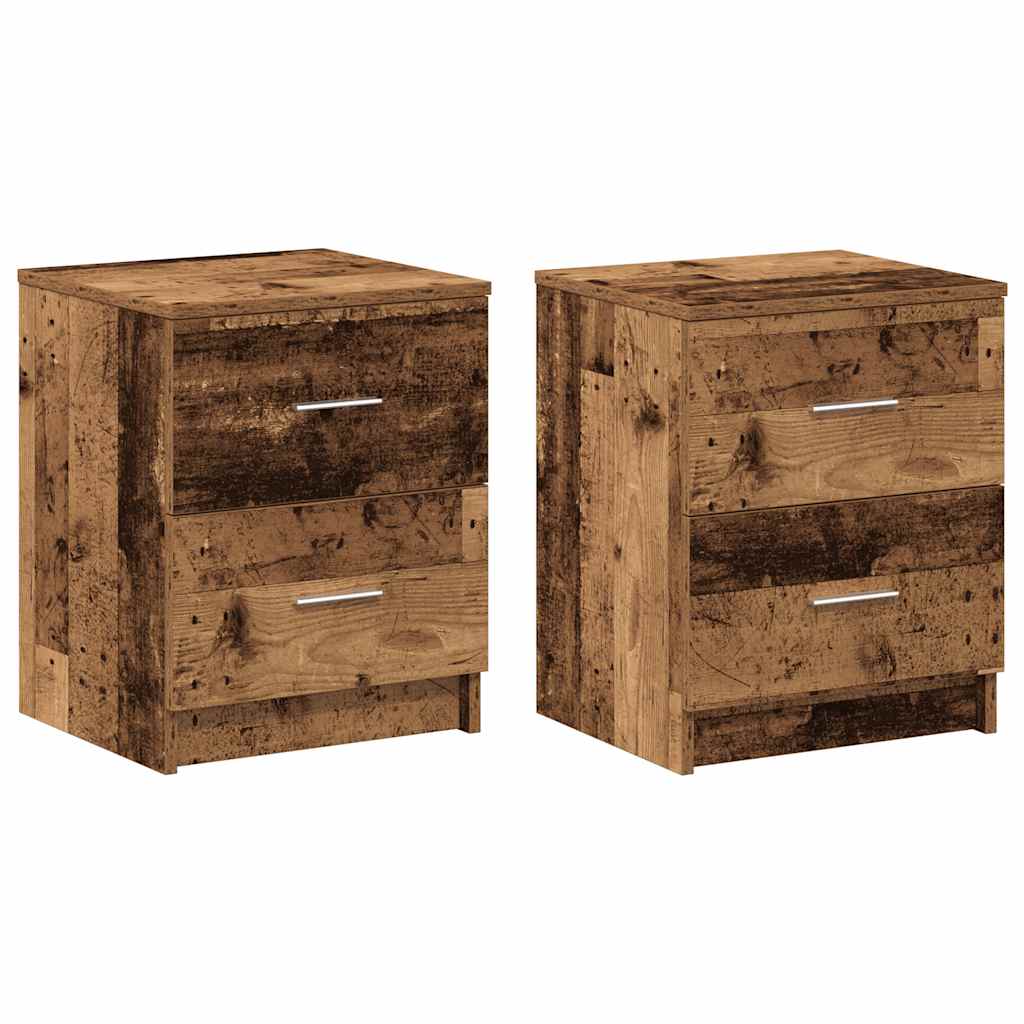 Comodini 2 pz con 2 Cassetti Legno Antico 40x36x50 cm - homemem39