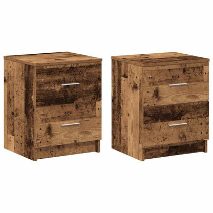 Comodini 2 pz con 2 Cassetti Legno Antico 40x36x50 cm - homemem39