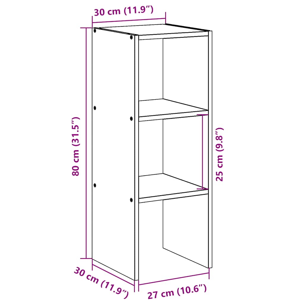 Libreria Impilabili Bianca 30x30x80 cm in Legno Multistrato | homemem39