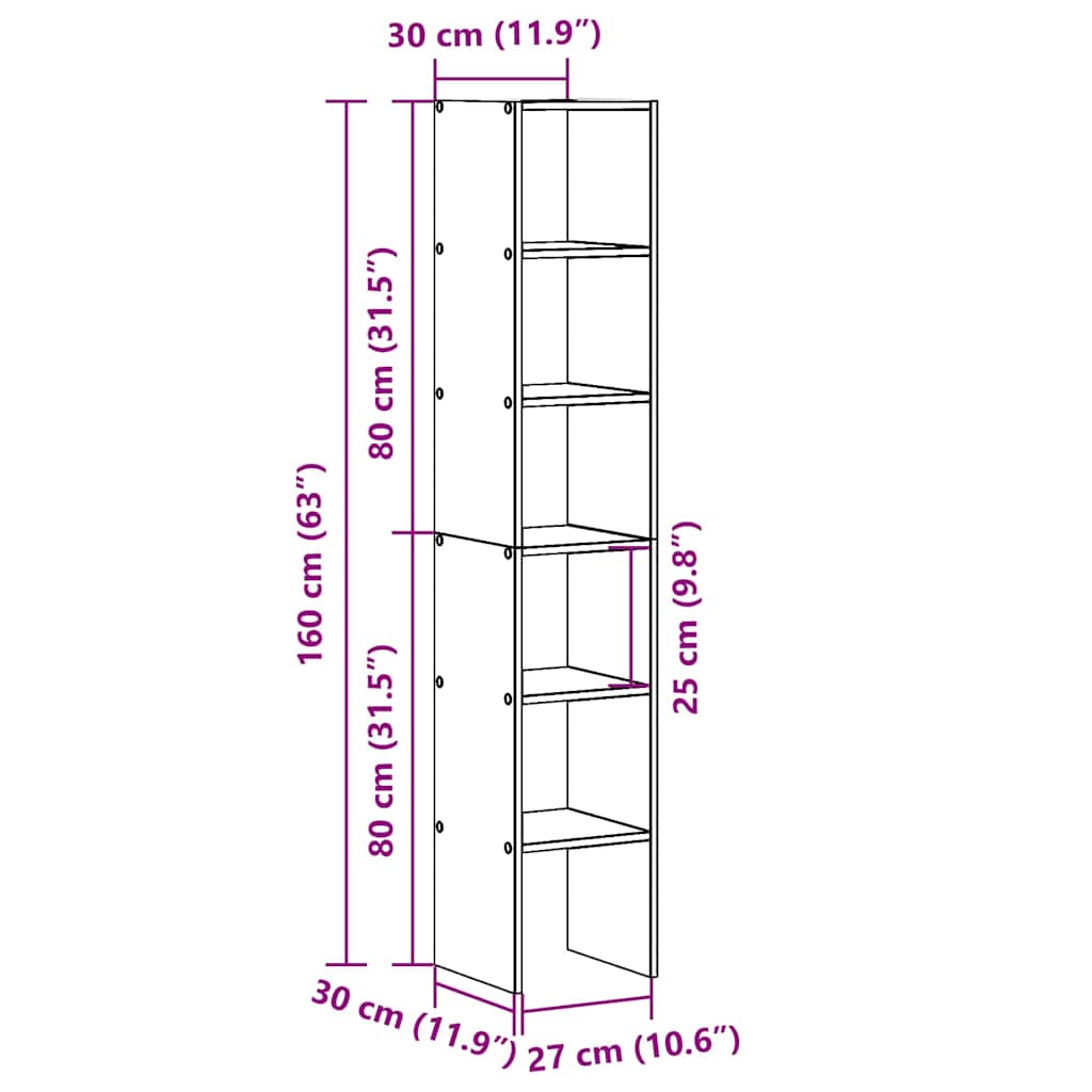 Librerie 2 pz Impilabili Bianchi 30x30x80 cm Legno Multistrato | homemem39