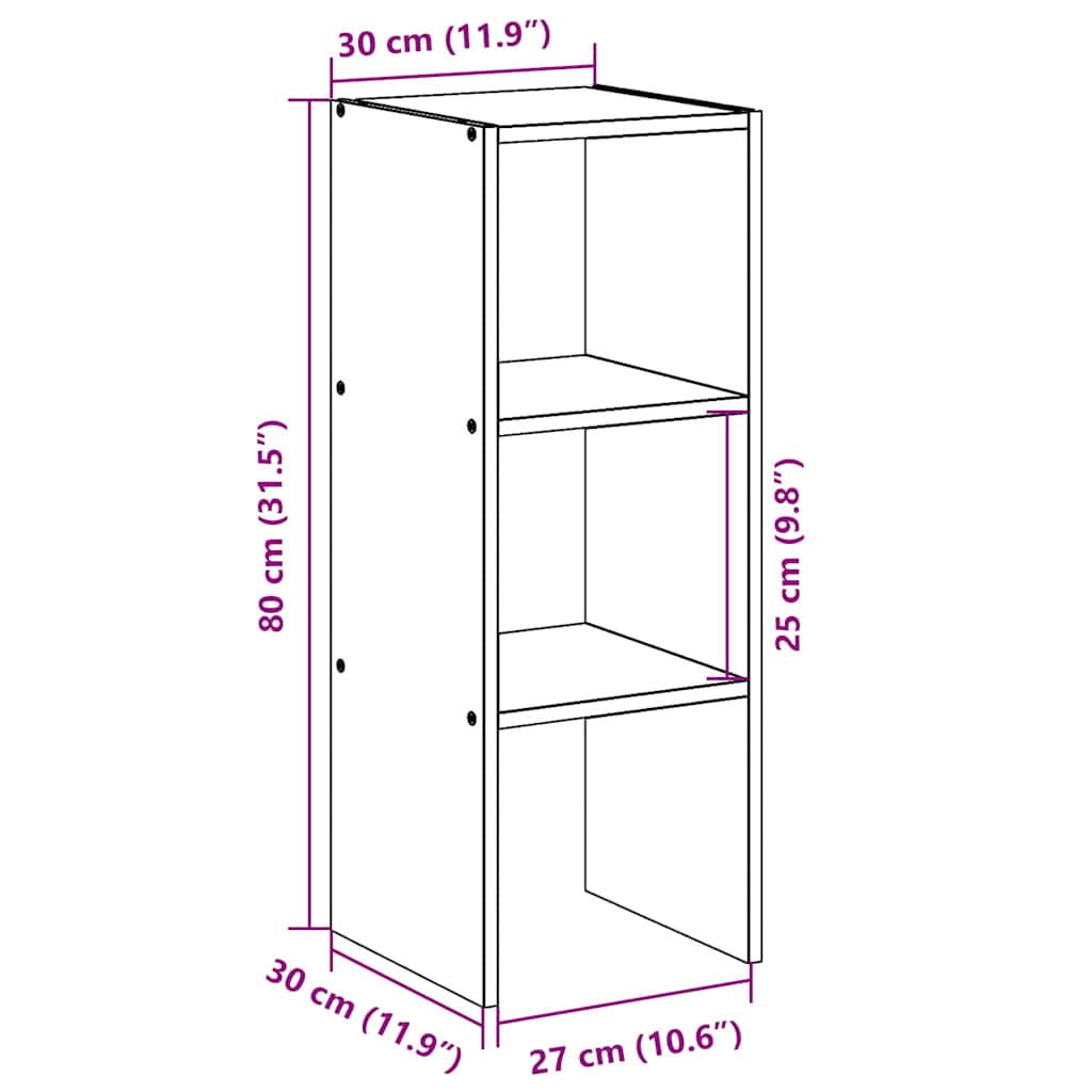Libreria Impilabili Rovere Sonoma 30x30x80 cm Legno Multistrato | homemem39