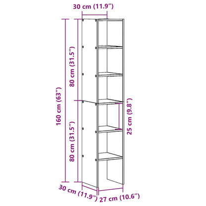 Librerie 2 pz Impilabili Rovere Fumo 30x30x80 cm in Truciolato | homemem39
