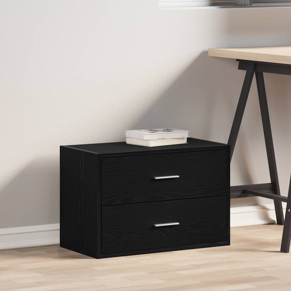 Armadio con 2 Cassetti Rovere Nero 60x31x40 cm in Truciolato - homemem39