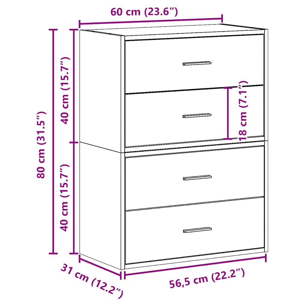 Armadi con 2 Cassetti 2 pz Rovere Sonoma 60x31x40 cm Truciolato | homemem39