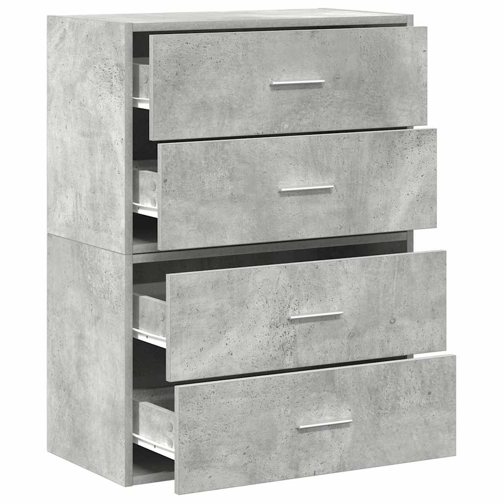 Armadi con 2 Cassetti 2 pz Grigio Cemento 60x31x40cm Truciolato - homemem39