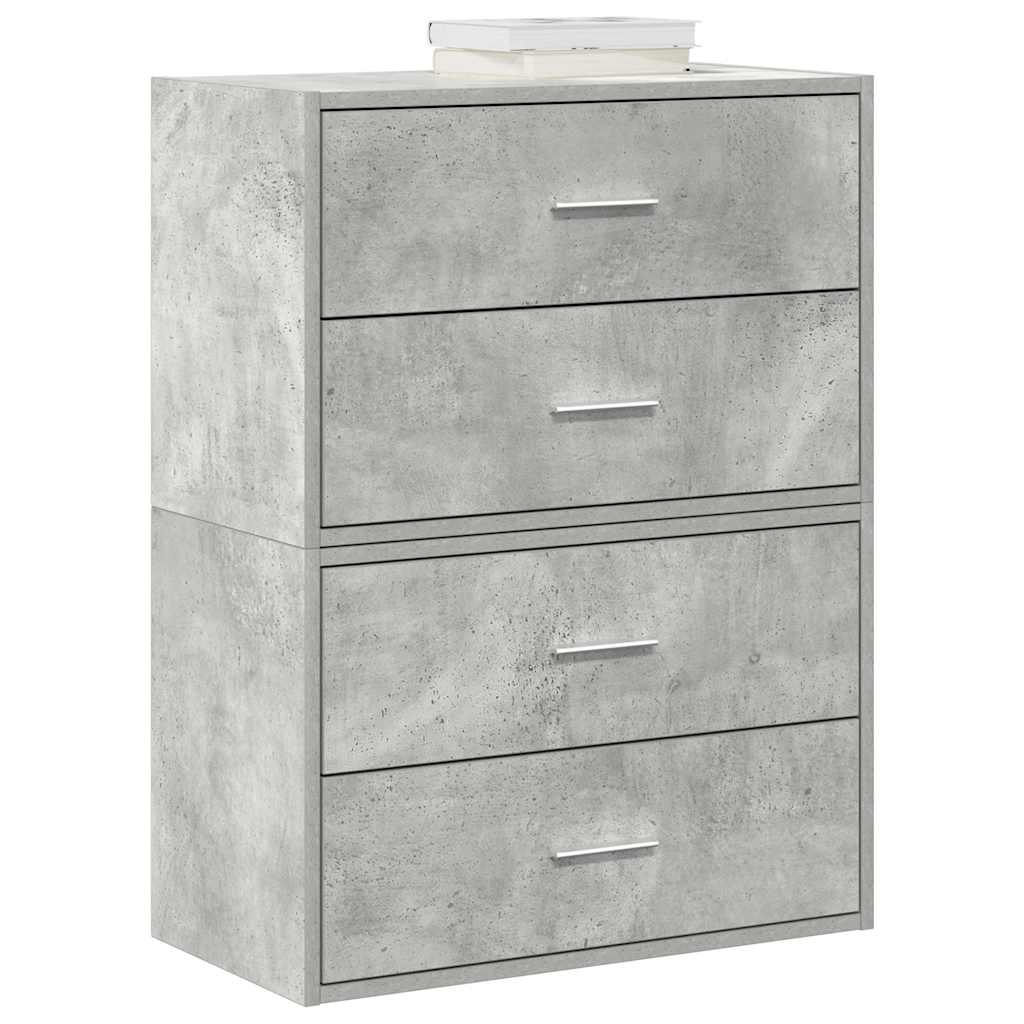 Armadi con 2 Cassetti 2 pz Grigio Cemento 60x31x40cm Truciolato - homemem39
