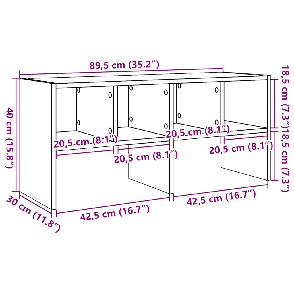 Scarpiera Impilabile Grigio Cemento 89,5x30x40 cm | homemem39