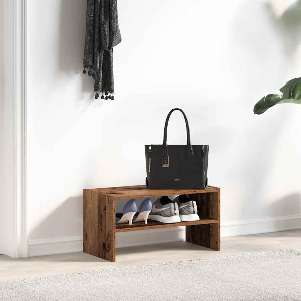 Scarpiera Impilabile Legno Antico 60x30x30,5 cm