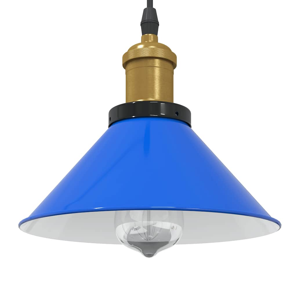 Lampada a Sospensione Regolabile E27 Blu Scuro Ø22 cm Metallo