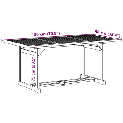 Set da Pranzo da Giardino 7pz 180x90x75cm Legno Massello Acacia | homemem39