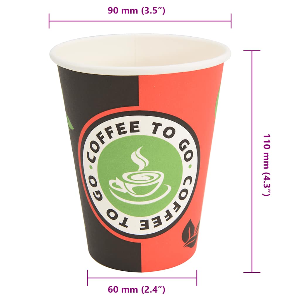 Bicchieri da Caffè in Carta 1000 pz 12oz 300ml Rosso e Nero | homemem39