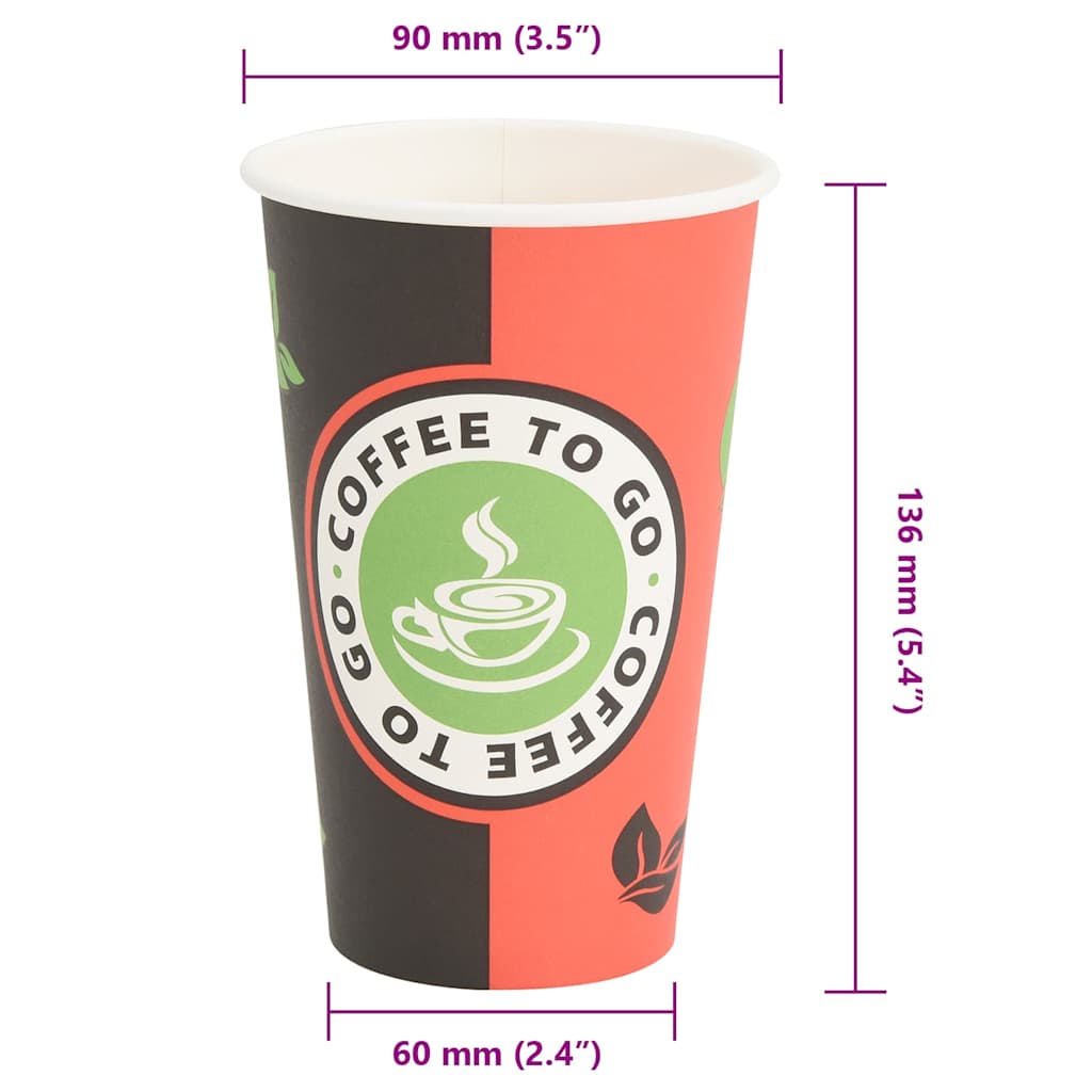 Bicchieri da Caffè in Carta 1000 pz 16oz 400ml Rosso e Nero | homemem39