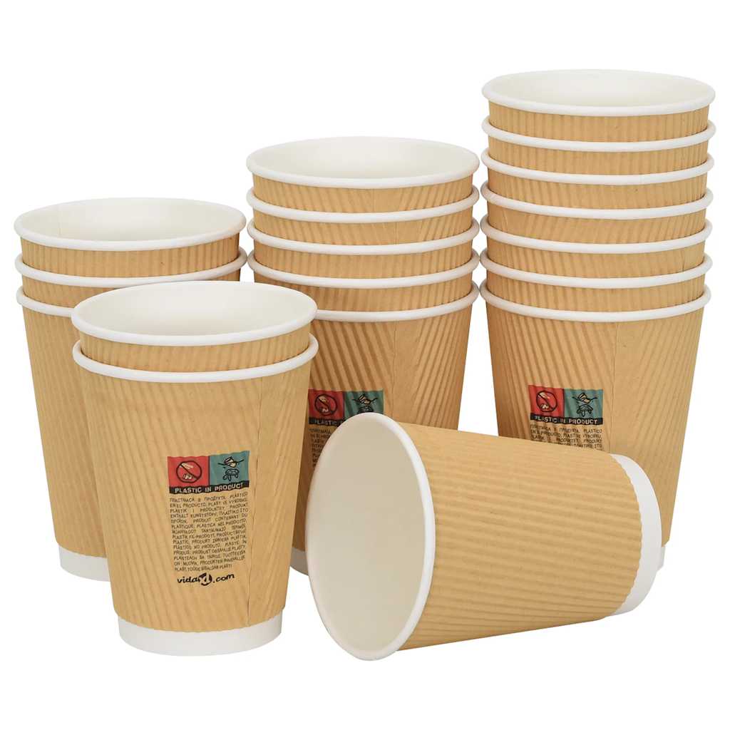 Bicchieri da Caffè in Carta 500 pz 12oz 300ml Marrone | homemem39