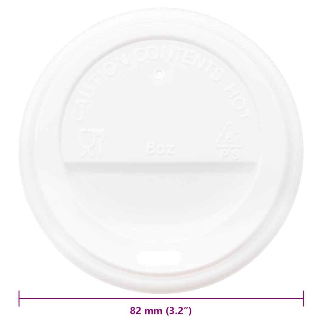 Coperchi Tazze da Caffè Carta Ø80mm 8oz 1000 pz Plastica Bianca | homemem39