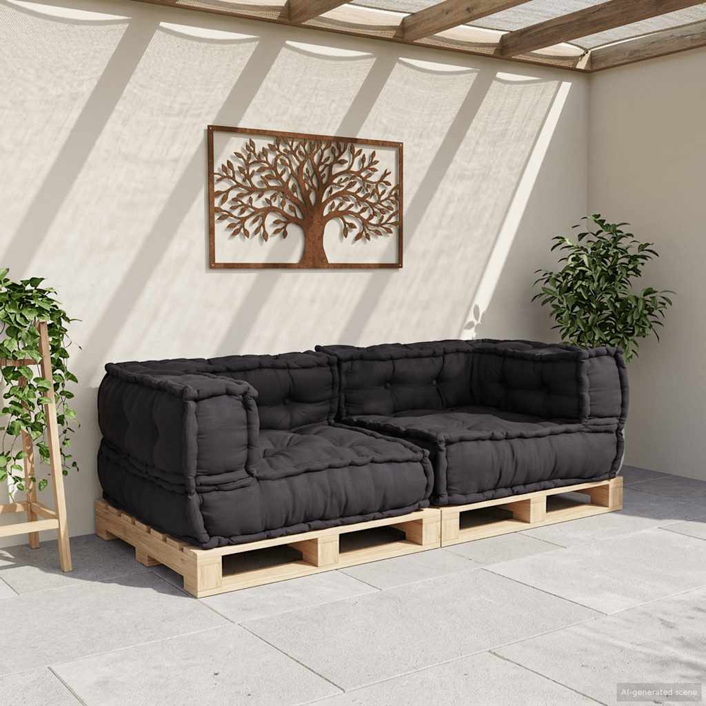 Divano Modulare a 2 Posti Antracite 140x70x36 in Tessuto