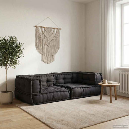 Divano Modulare a 2 Posti Antracite 140x70x36 in Tessuto | homemem39