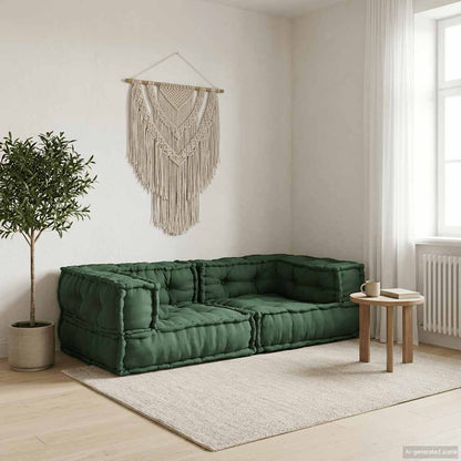Divano Modulare a 2 Posti Verde 140x70x36 in Tessuto | homemem39