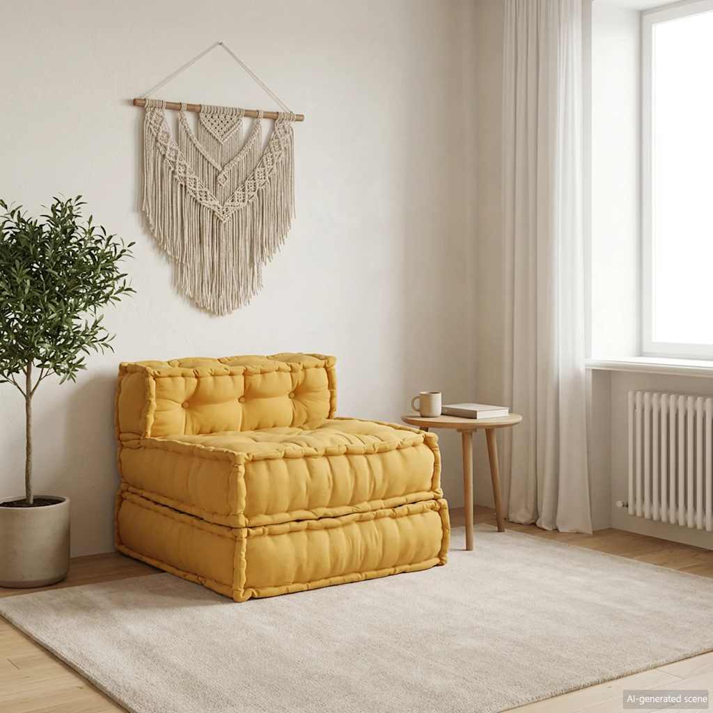 Divano Componibile Giallo 70x70x54 in Tessuto | homemem39