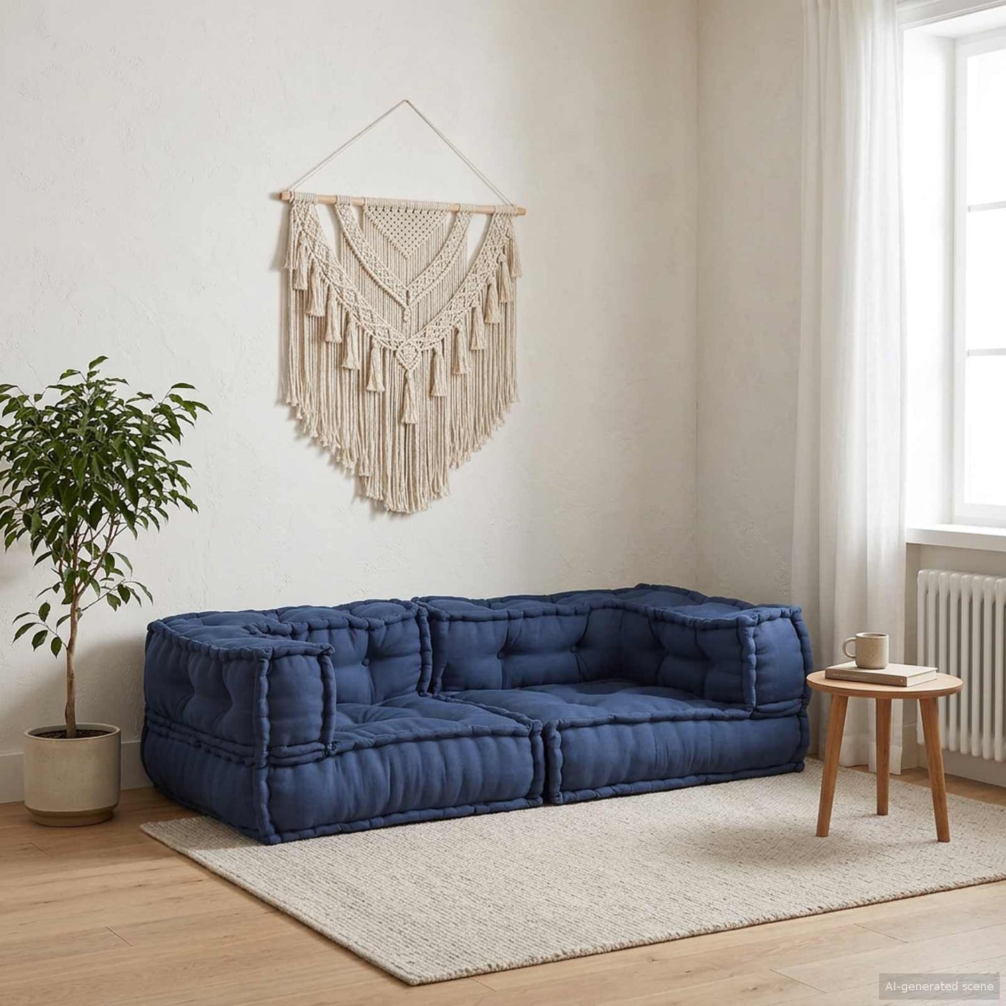 Unità di Divano Modulare 3 pcs Indaco 140 x 70 x 36 cm Tessuto | homemem39