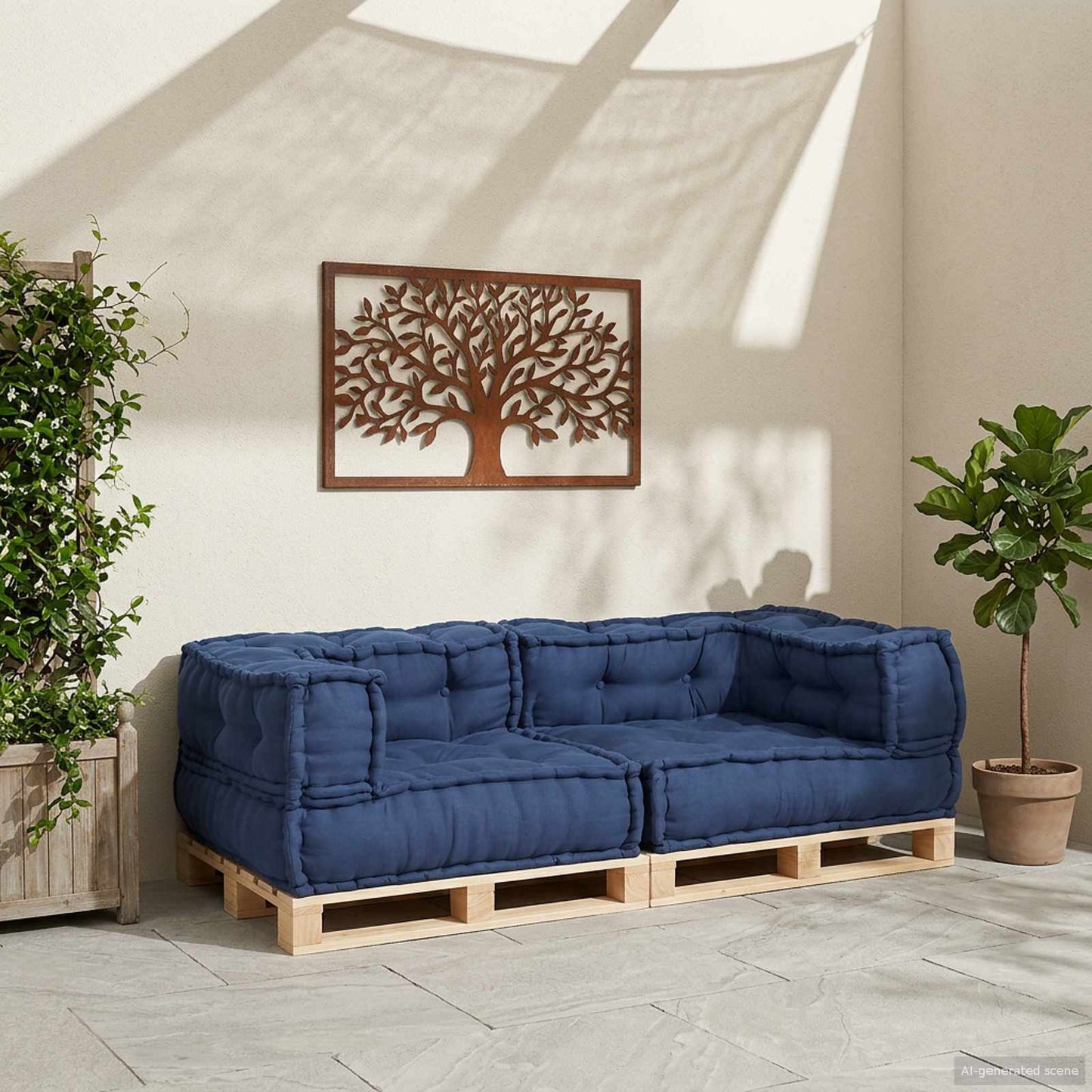 Unità di Divano Modulare 3 pcs Indaco 140 x 70 x 36 cm Tessuto