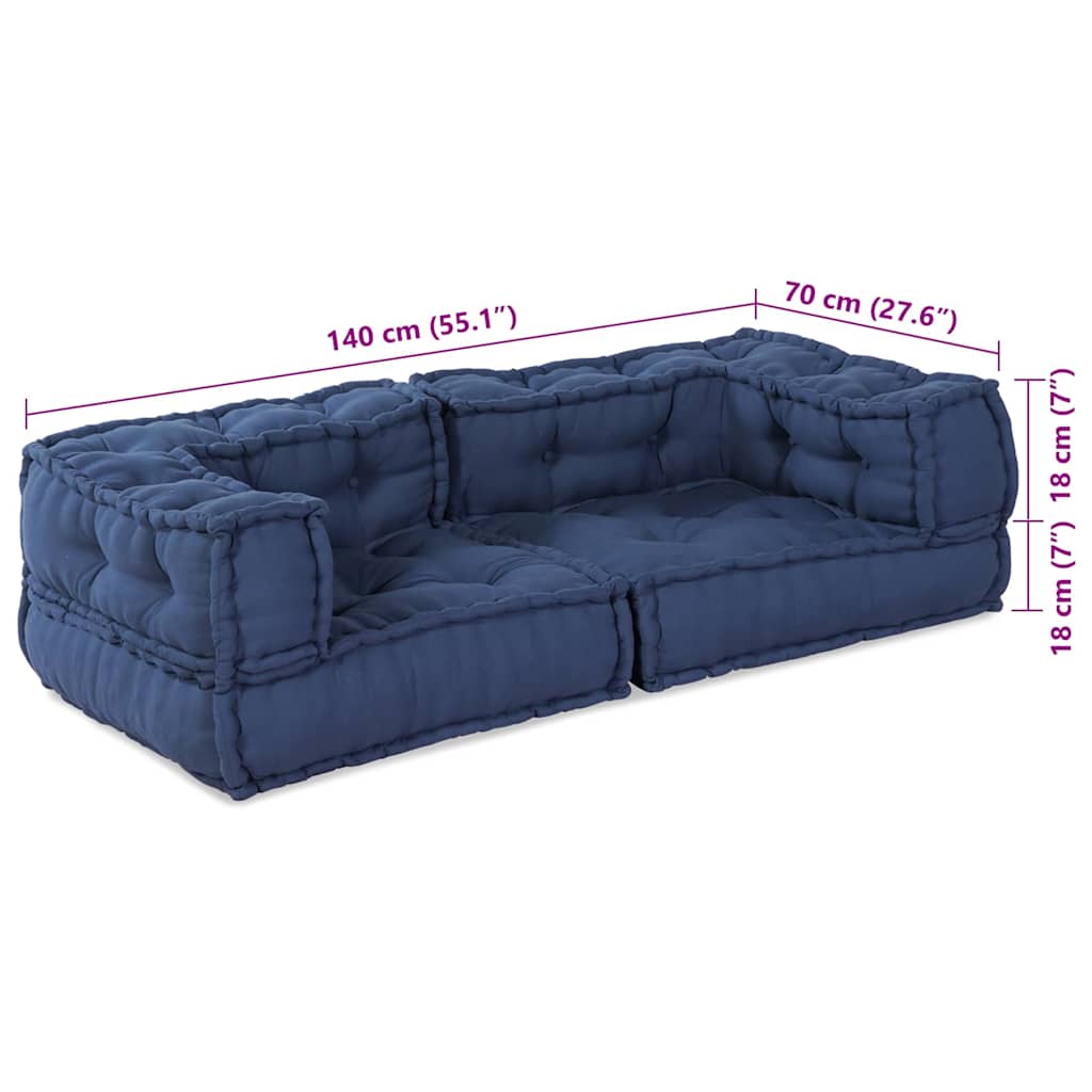 Unità di Divano Modulare 3 pcs Indaco 140 x 70 x 36 cm Tessuto | homemem39