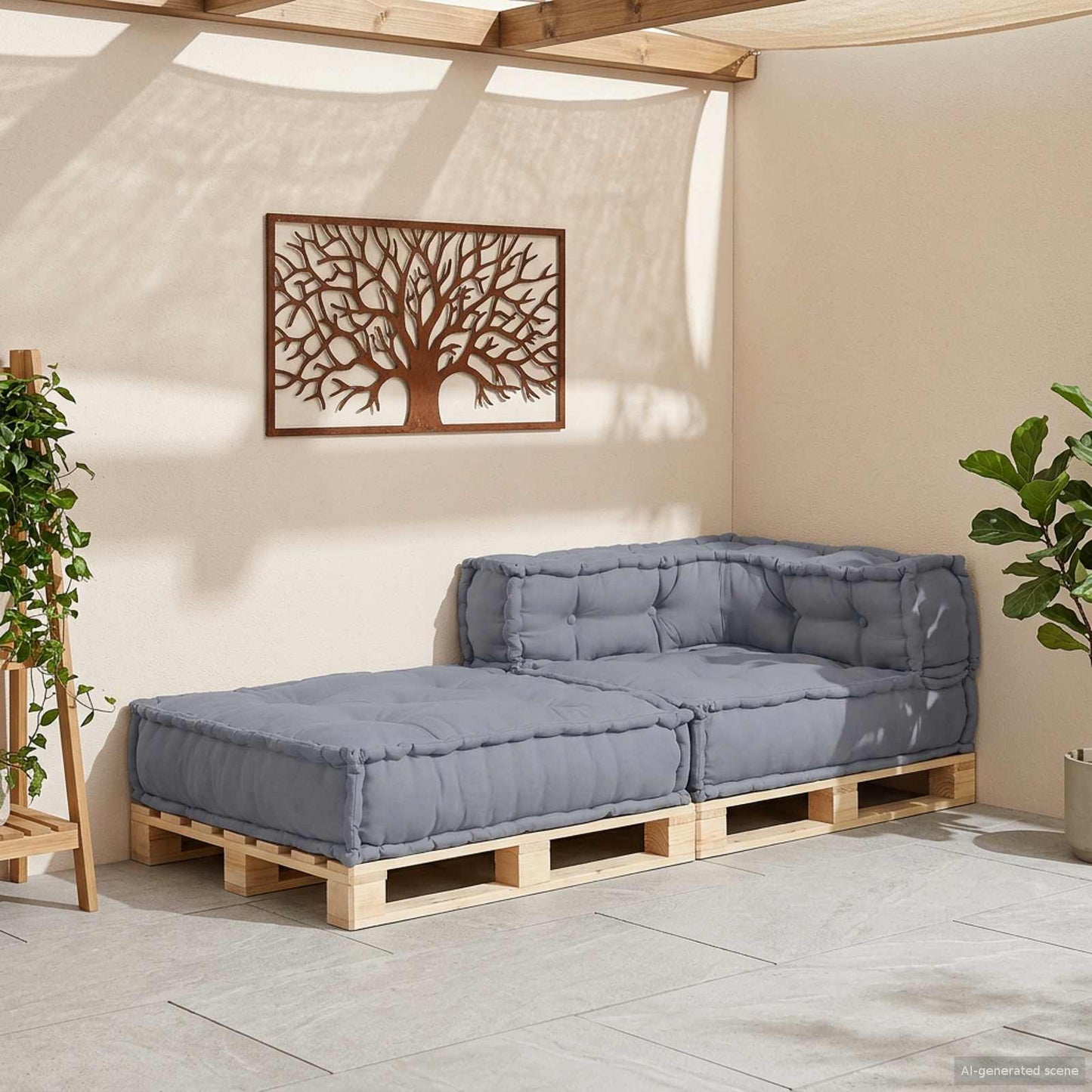 Unità di Divano Modulare Grigio 70 x 70 x 56 cm Tessuto