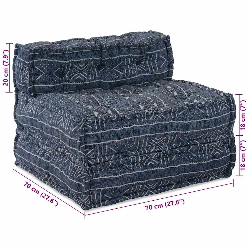 Unità di Divano Modulare Stampa Indigo 70 x 70 x 56 cm Tessuto | homemem39