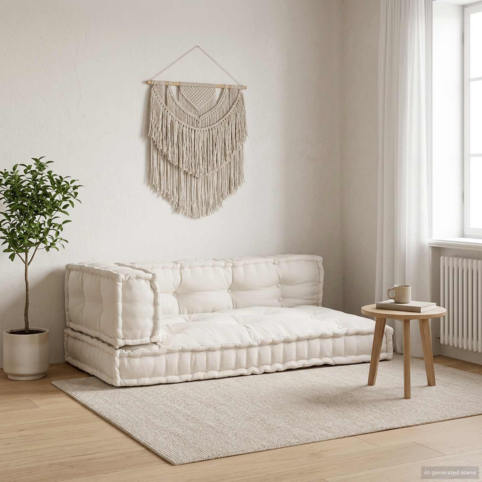 Cuscino per Divano Pallet 3 pcs Crema 120 x 80 x 34 cm Tessuto | homemem39