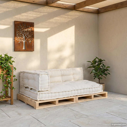 Cuscino per Divano Pallet 3 pcs Crema 120 x 80 x 34 cm Tessuto | homemem39