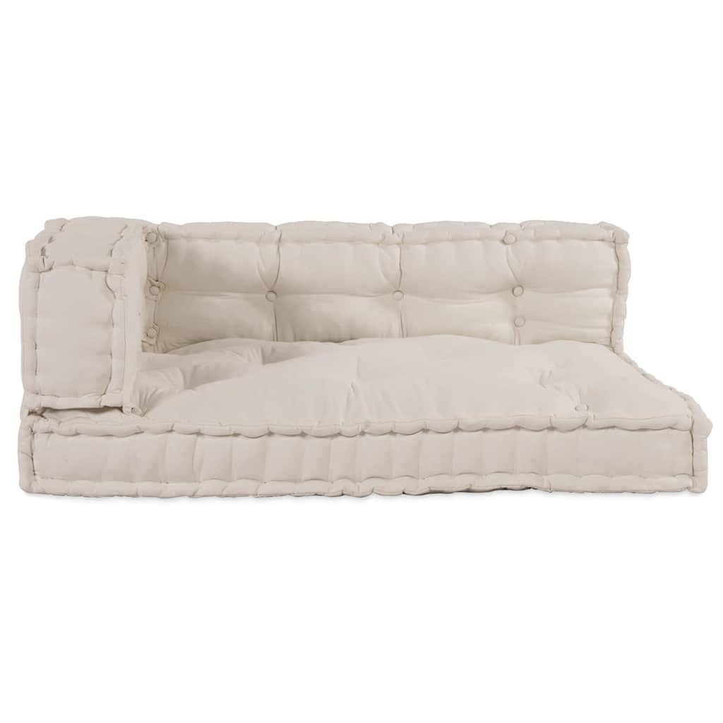 Cuscino per Divano Pallet 3 pcs Crema 120 x 80 x 34 cm Tessuto | homemem39