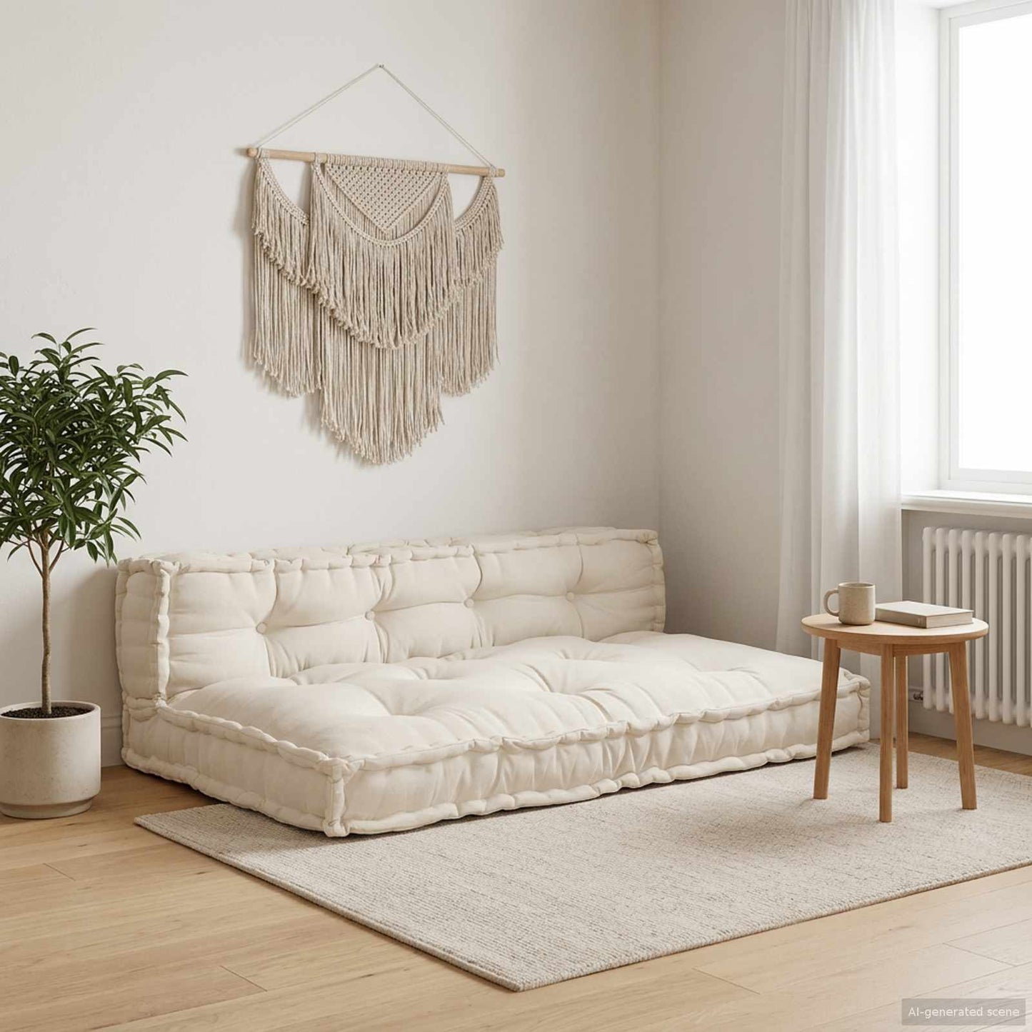Cuscino per Divano Pallet 2 pcs Crema 120 x 80 x 38 cm Tessuto | homemem39