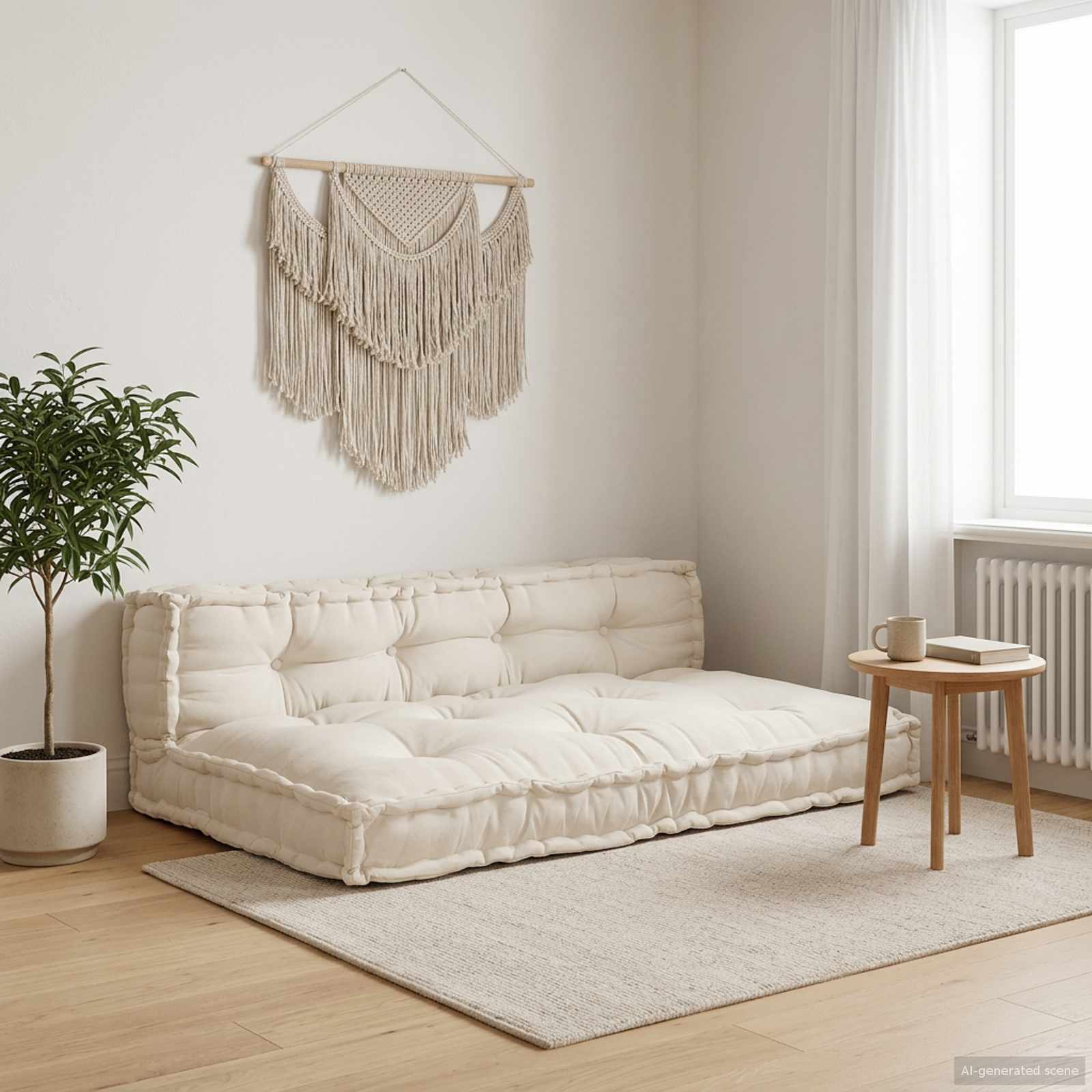 Cuscino per Divano Pallet 2 pcs Crema 120 x 80 x 38 cm Tessuto | homemem39