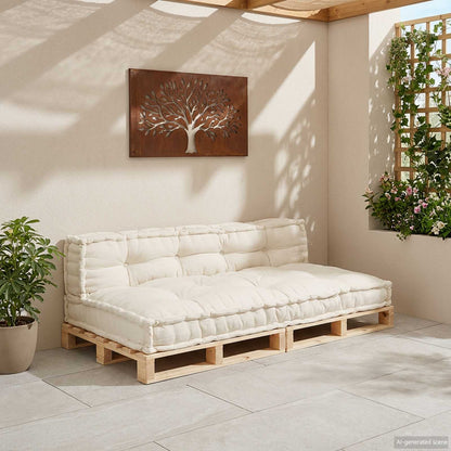 Cuscino per Divano Pallet 2 pcs Crema 120 x 80 x 38 cm Tessuto | homemem39