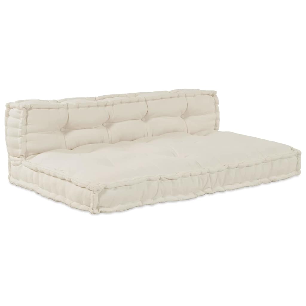 Cuscino per Divano Pallet 2 pcs Crema 120 x 80 x 38 cm Tessuto | homemem39