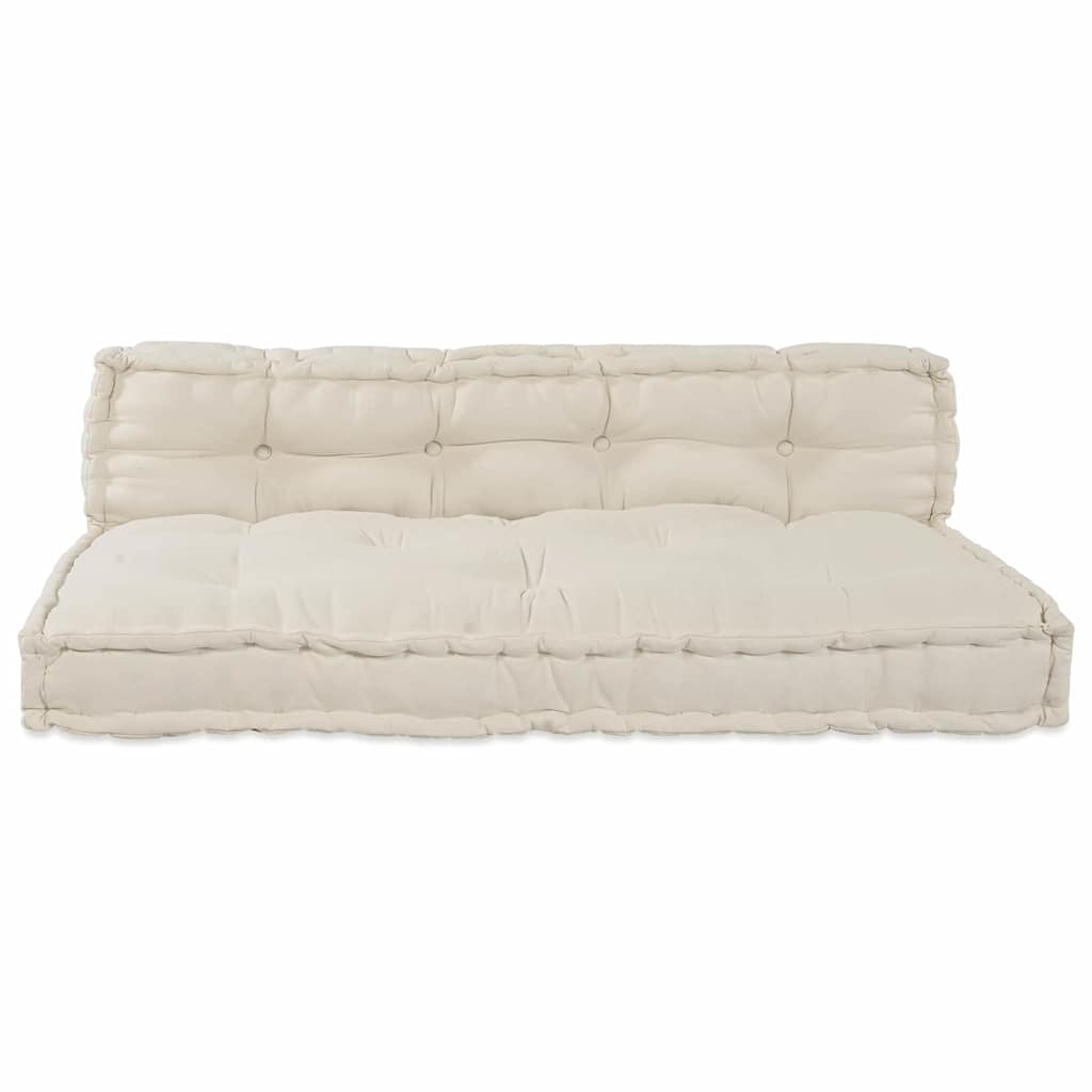 Cuscino per Divano Pallet 2 pcs Crema 120 x 80 x 38 cm Tessuto | homemem39