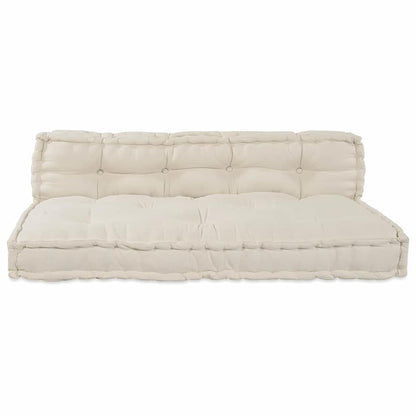 Cuscino per Divano Pallet 2 pcs Crema 120 x 80 x 38 cm Tessuto | homemem39