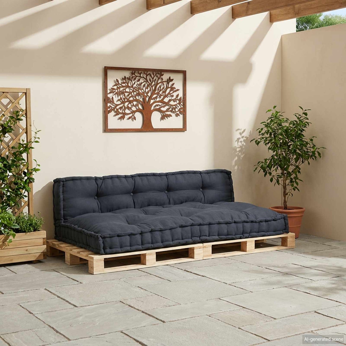 Cuscino per Divano Pallet 2 pcs Antracite 120 x 80 x 38 cm