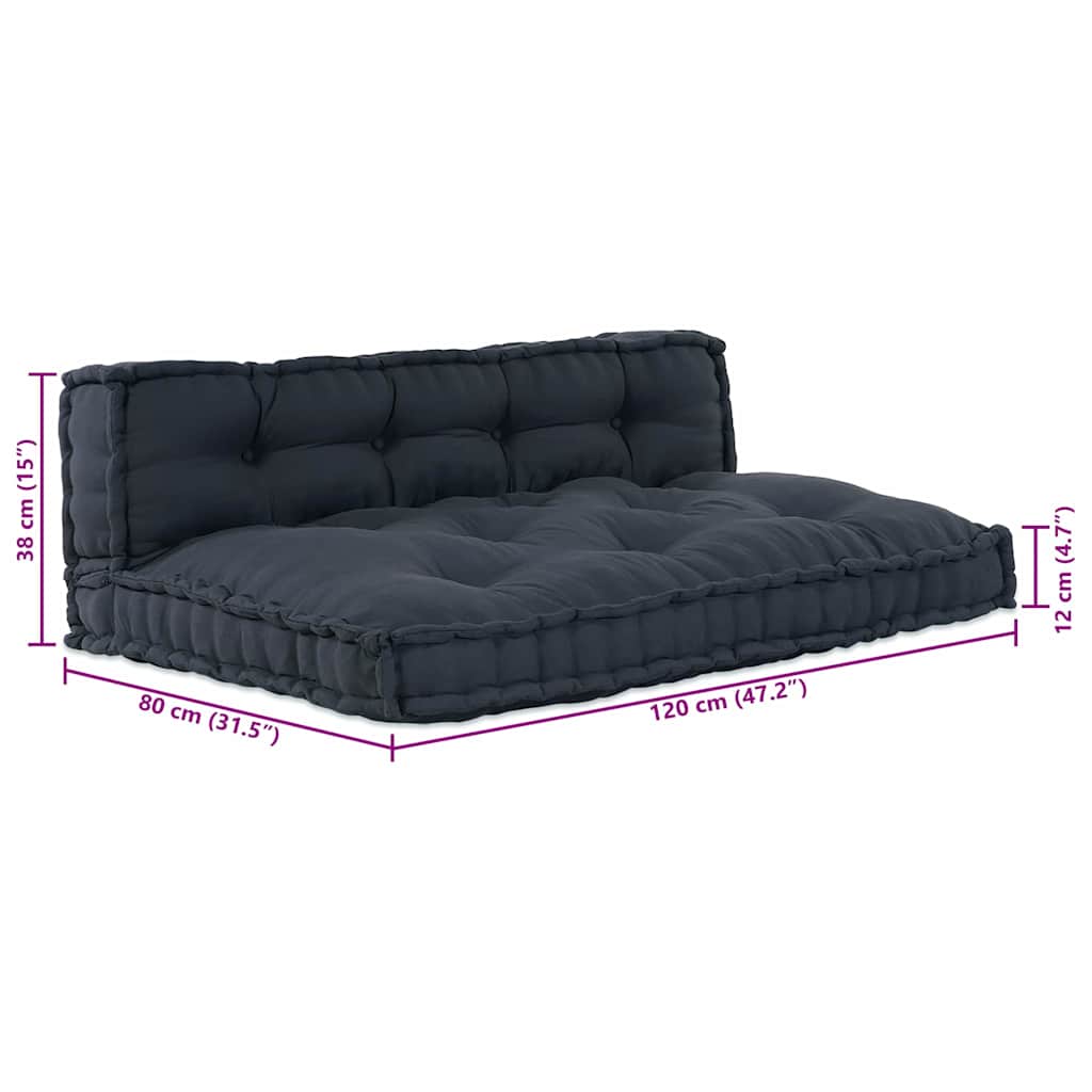 Cuscino per Divano Pallet 2 pcs Antracite 120 x 80 x 38 cm | homemem39