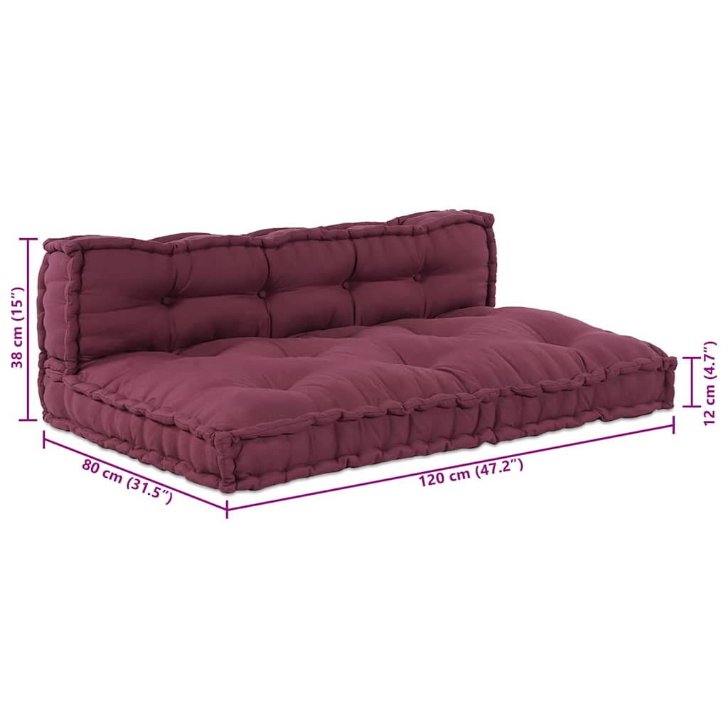 Cuscino per Divano Pallet 2 pcs Bordeaux 120 x 80 x 38 cm