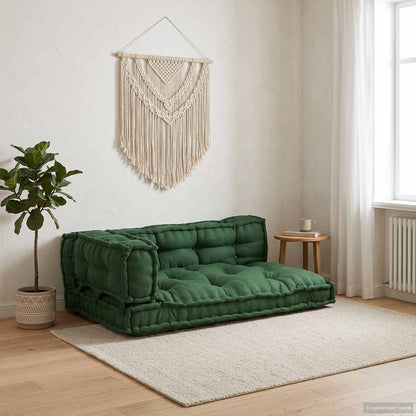 Cuscino per Divano Pallet 3 pcs Verde 120 x 80 x 38 cm Tessuto