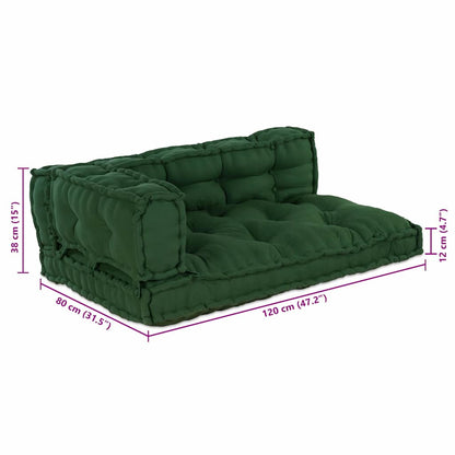 Cuscino per Divano Pallet 3 pcs Verde 120 x 80 x 38 cm Tessuto