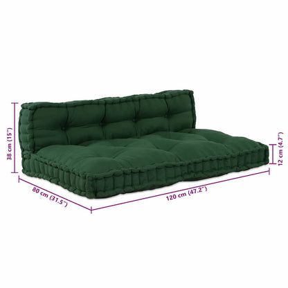 Cuscino per Divano Pallet 2 pcs Verde 120 x 80 x 38 cm Tessuto