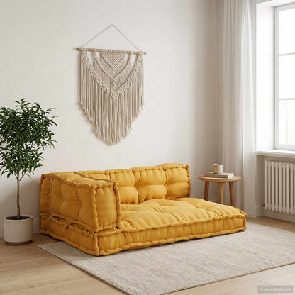 Cuscino per Divano Pallet 3 pcs Giallo 120 x 80 x 38 cm Tessuto | homemem39