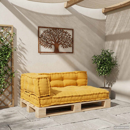 Cuscino per Divano Pallet 3 pcs Giallo 120 x 80 x 38 cm Tessuto | homemem39