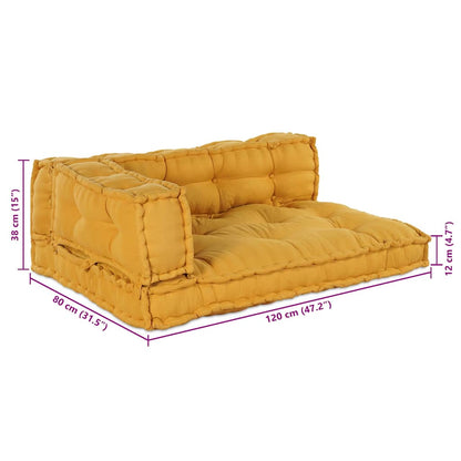 Cuscino per Divano Pallet 3 pcs Giallo 120 x 80 x 38 cm Tessuto | homemem39
