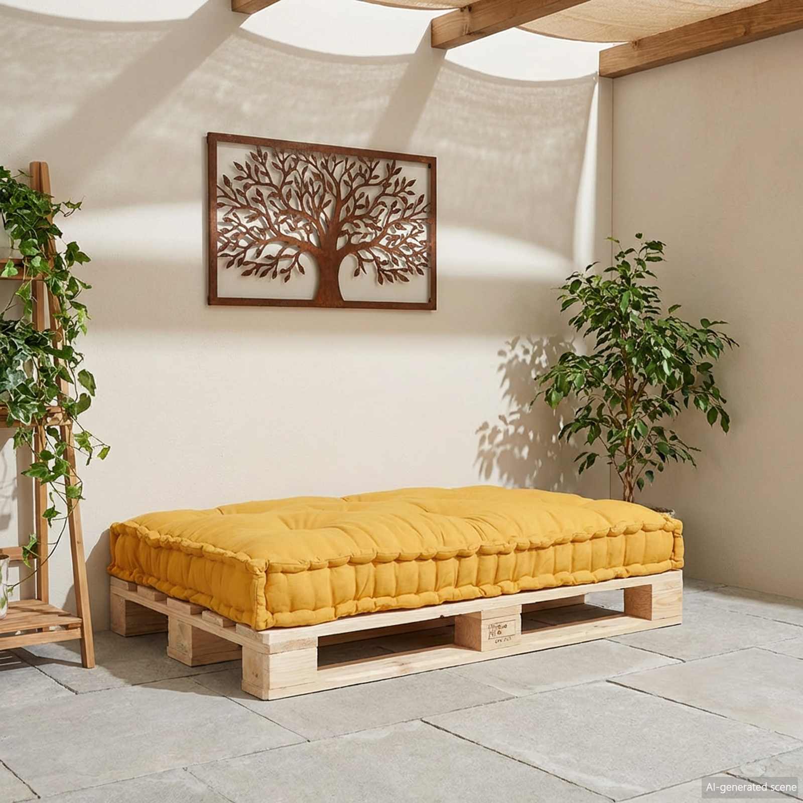 Cuscino per Divano Pallet Giallo 120 x 80 x 12 cm Tessuto | homemem39