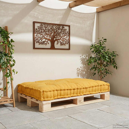 Cuscino per Divano Pallet Giallo 120 x 80 x 12 cm Tessuto | homemem39