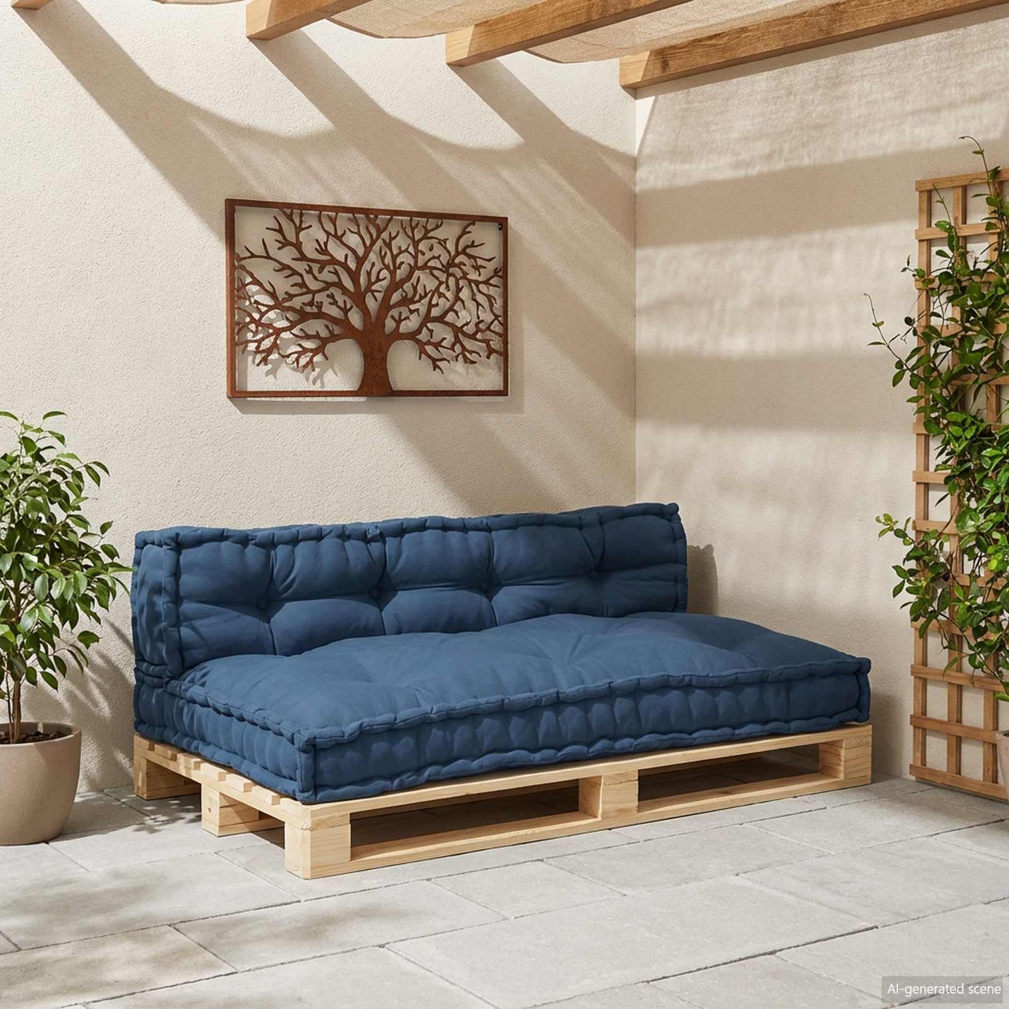 Cuscino per Divano Pallet 2 pcs Indaco 120 x 80 x 38 cm Tessuto | homemem39