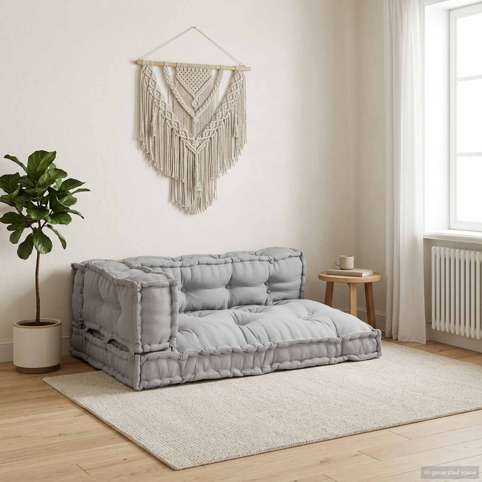 Cuscino per Divano Pallet 3 pcs Grigio 120 x 80 x 38 cm Tessuto | homemem39