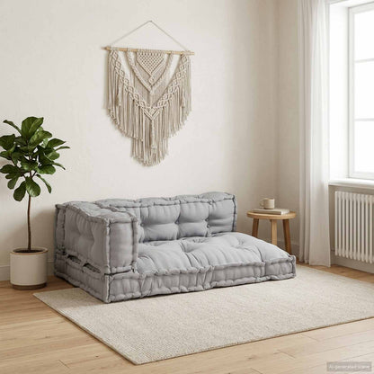 Cuscino per Divano Pallet 3 pcs Grigio 120 x 80 x 38 cm Tessuto | homemem39
